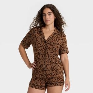 Auden Brown and Black Leopard Pajama Set